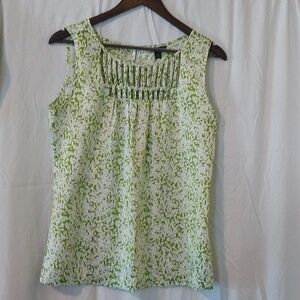 Green and white silk blouse